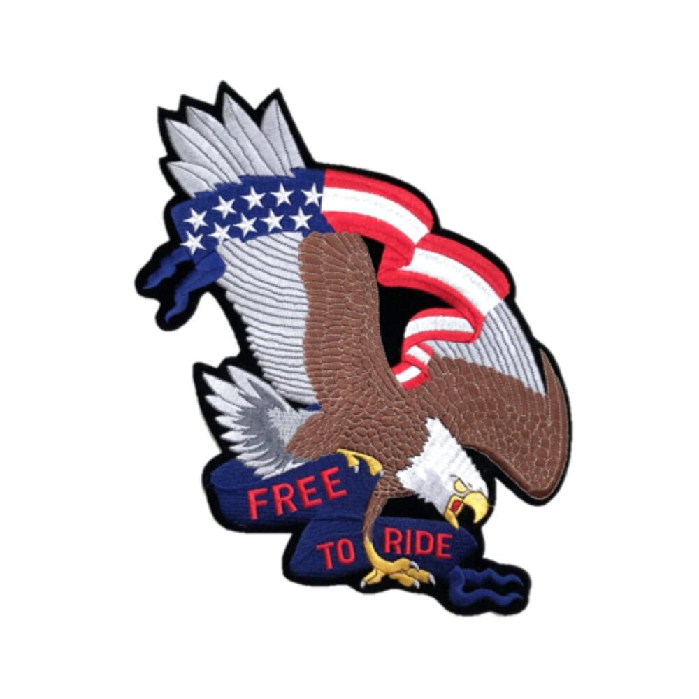 Hot Leathers Unisex Free to Ride 14"x9.5" Embroidered Patch